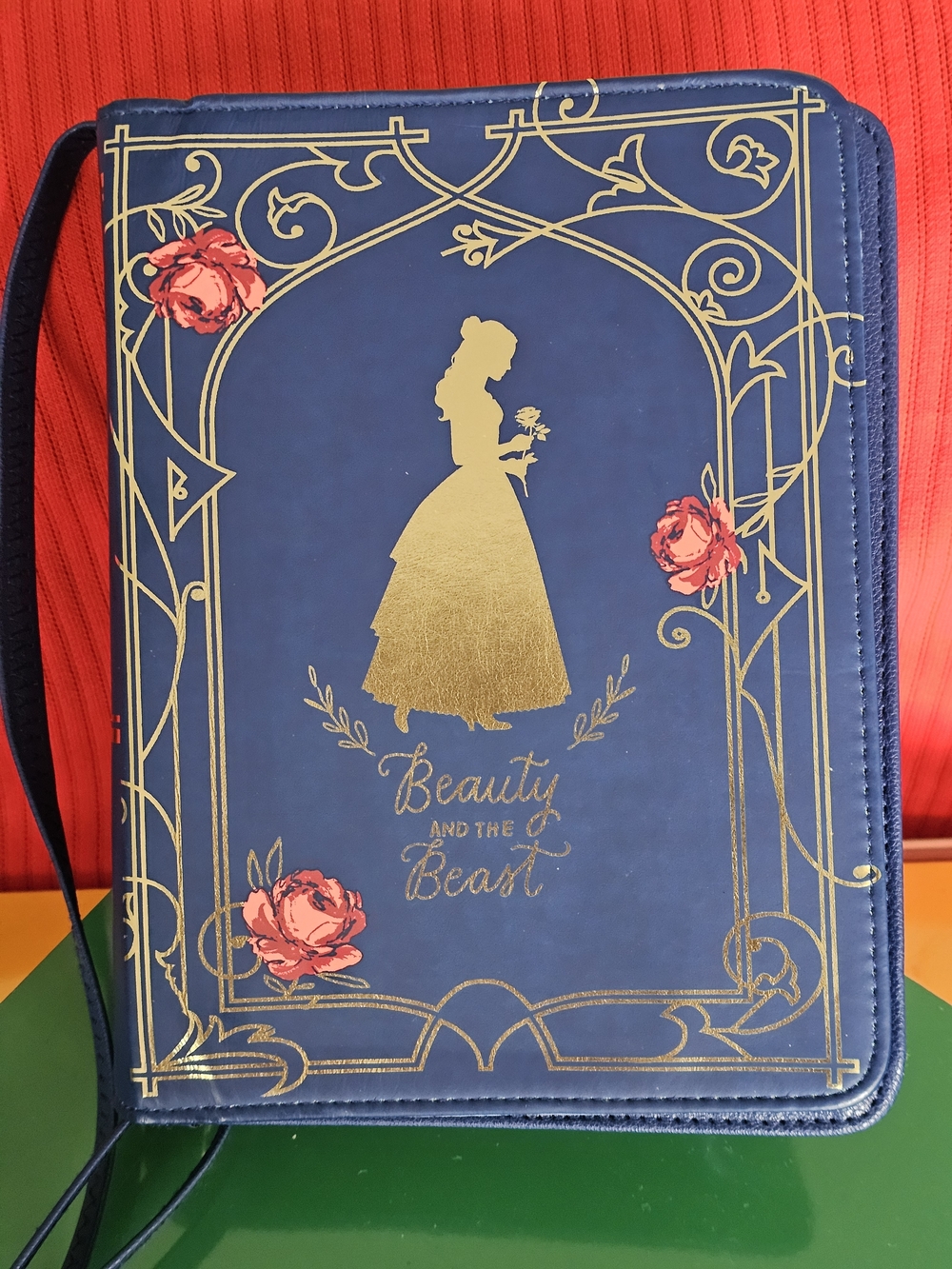 ❗️BEAUTY  and the BEAST  Navy Gold Book-Style Crossbody Purse . NEW ❗️
